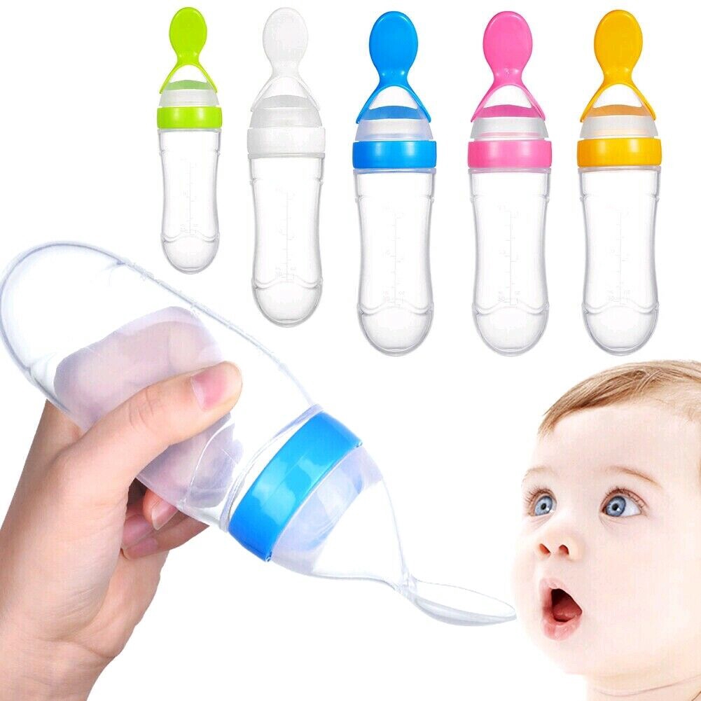 silicone baby feeding bottle with spoon