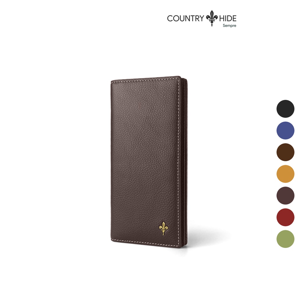 COUNTRY HIDE Top Grain Cowhide Unisex Bi-Fold Long Wallet with Zipper Compartment CH10-HW2005