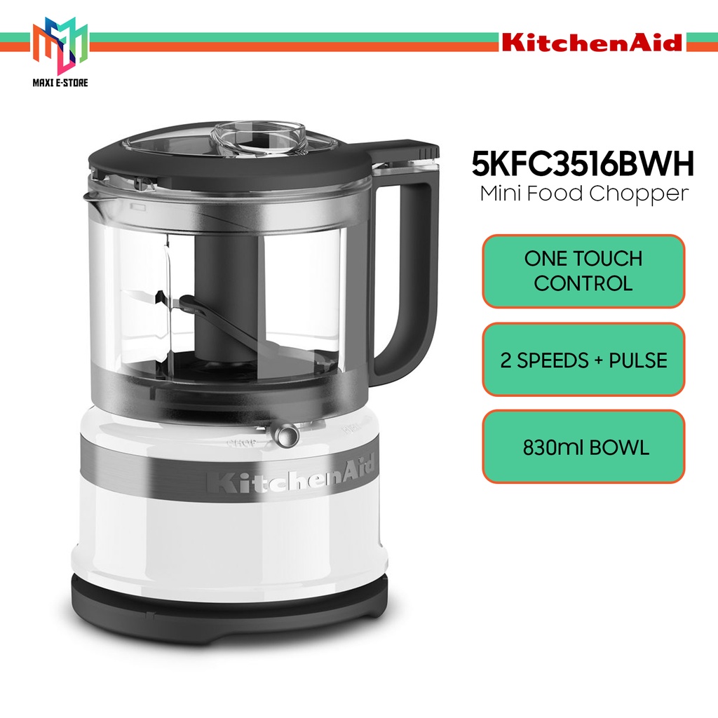 KitchenAid 830ml Mini Food Chopper 2 Speed + Pulse White 5KFC3516BWH