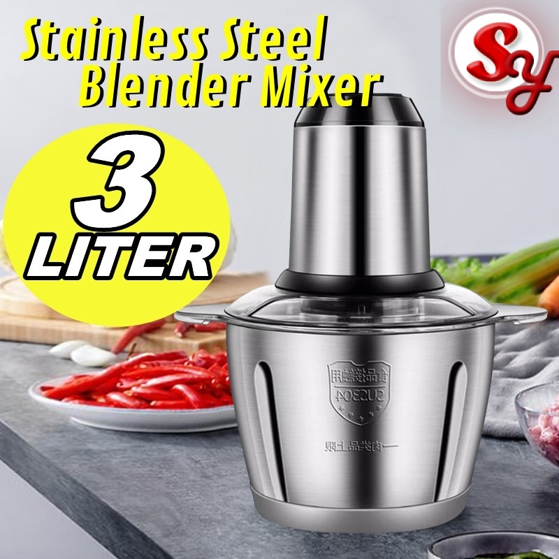 (3 LITER) Stainless Steel Blender & Mixer Food Chopper Food Processor Daging Sayur Pengisar Electric Meat Grinder