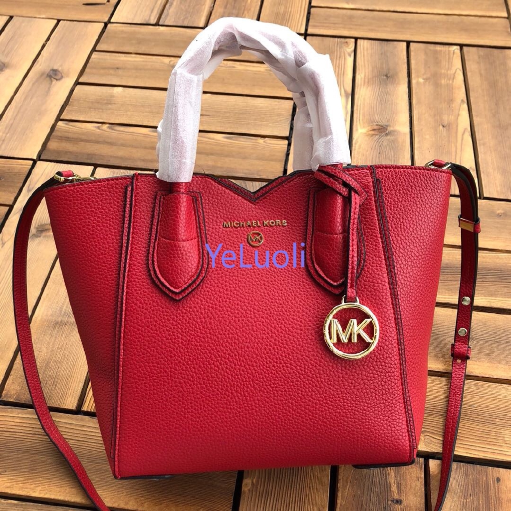 mk red tote bag