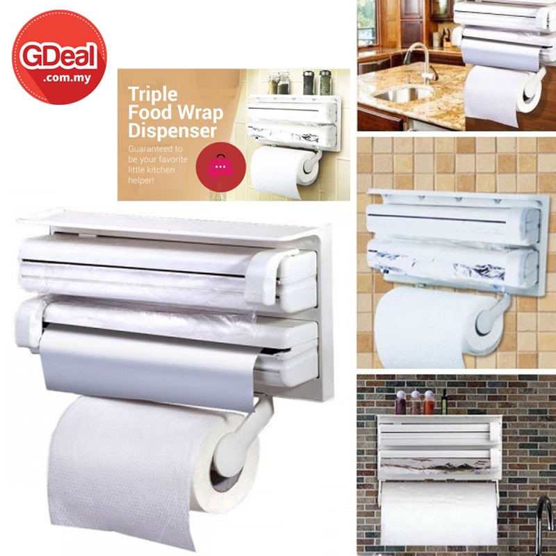 3 In 1 Multipurpose Use Kitchen Triple Paper Roll Dispenser Holder