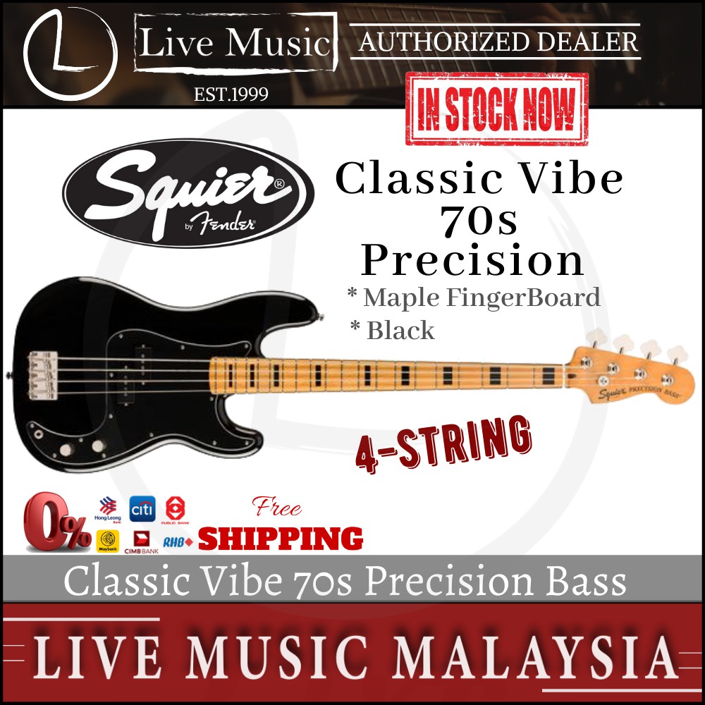 Squier Classic Vibe 70s Precision 4 String Bass Maple Fretboard Black Shopee Malaysia shopee