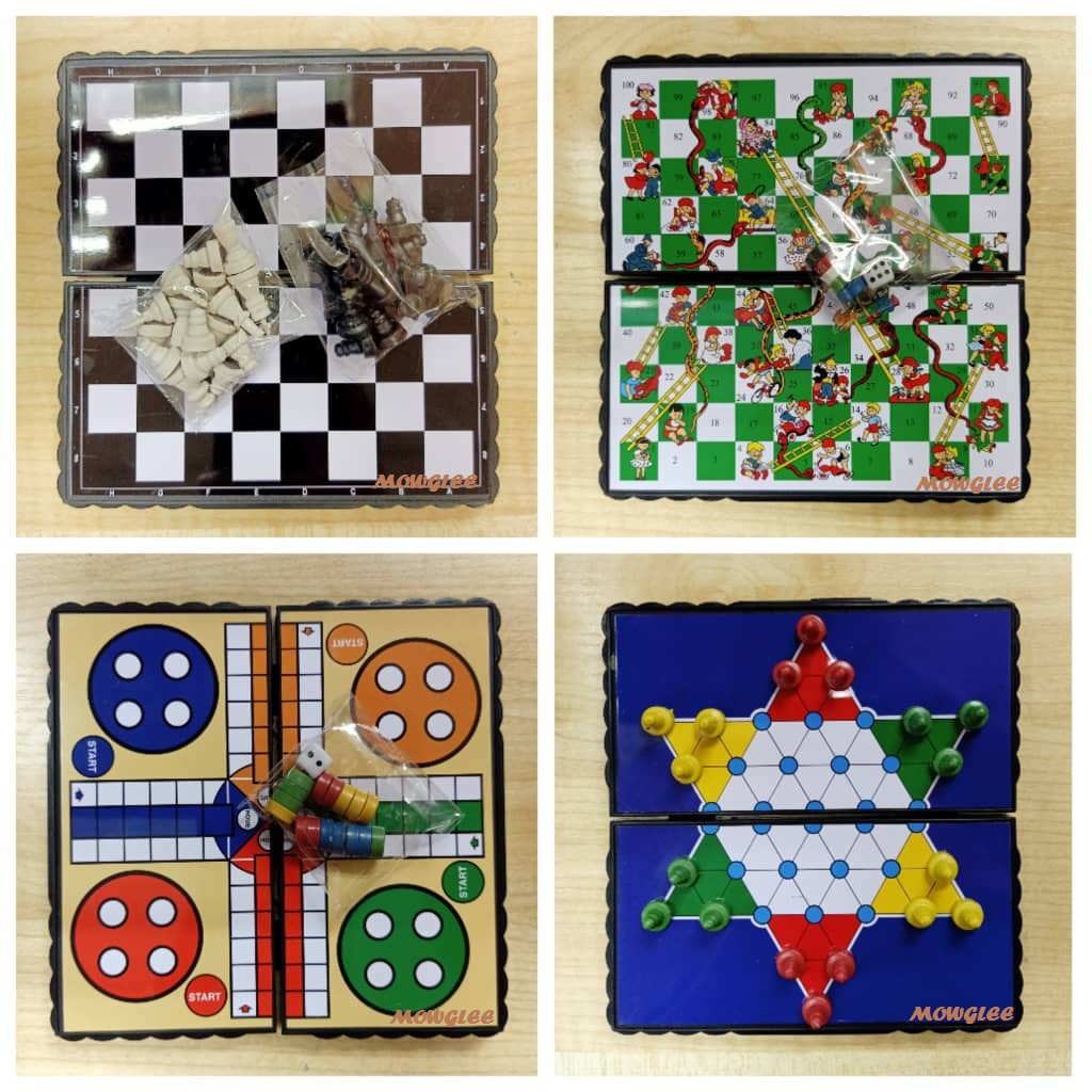 Childhood Magnetic Games 13x13cm - Chess/Checkers/Snake & Ladder/Ludo ...