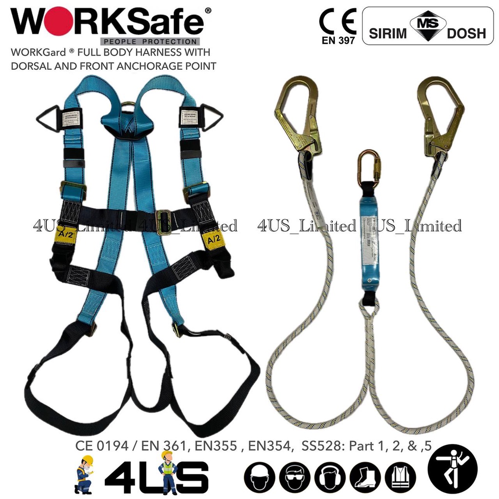 WORKSAFEWORKGUARD ® WGF512+WGF622 SAFETY FULL BODY HARNESS WITH DORSAL