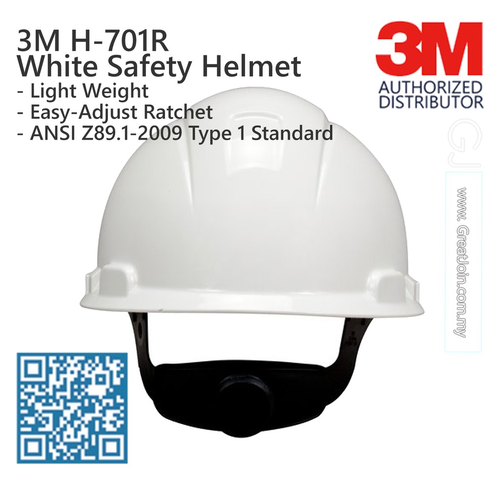 3M H701R White Colour Safety Helmet/ 4Point Suspension Ratchet Type