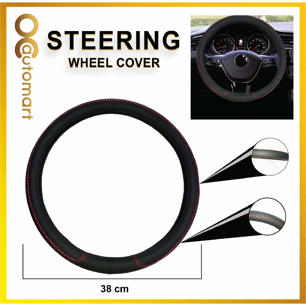 Universal Car Steering Wheel Cover Anti-Slip Premium High-Grade Leather Auto Steering-Wheel Cover Cushion Protector