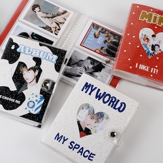 64 Pocket Mini Shiny Photo Album for 3inch Polaroid KPOP LOMO Cards Photocards Fuji Instax & Name Card 7s 8 25 50s Mini Photo Holder