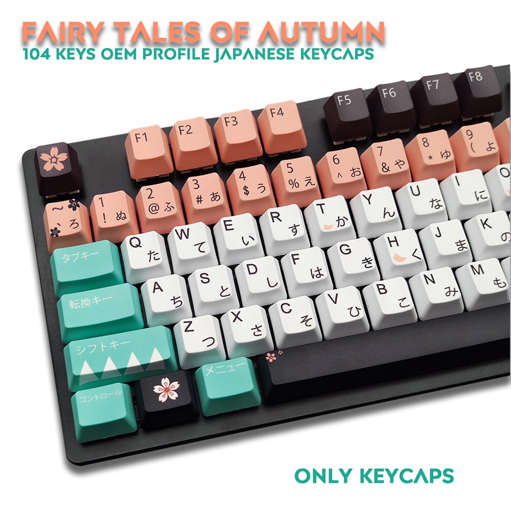 PBT 117 Keys Dye-Sub Thick Keycap Keyset OEM Profile Japanese Fall Love