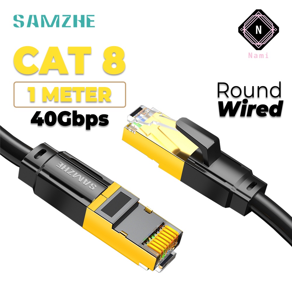 SAMZHE 0.5 - 2 Meter Cat8 SFTP Ethernet Patch UTP Lan Network Cable Gaming 40Gbps Superspeed for PC Laptop Router WX8