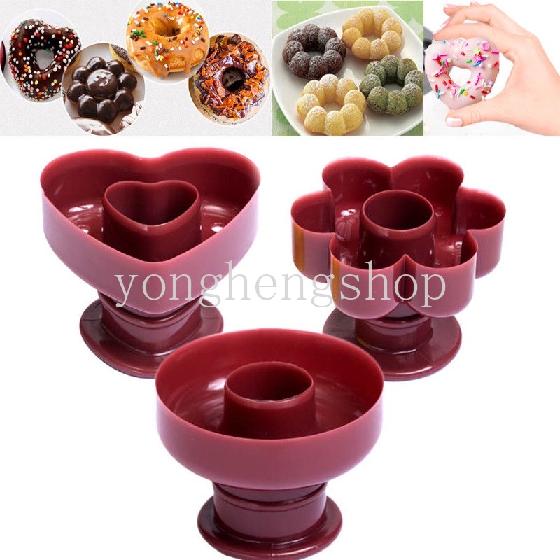 Food Grade Donut Mold Dessert Doughnut Maker Cutter DIY Cake Mould Fondant Decor Kitchen Baking Gadget Heart Round Flower Shape