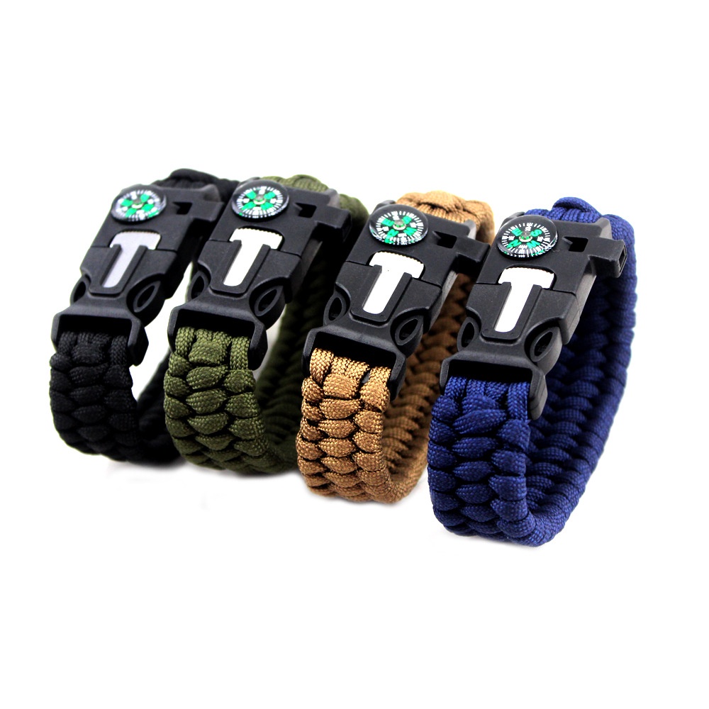 5 In 1 Outdoor Survival SOS Bracelet Gear Multi Function Camping Rope Rescue Tali Survival Pelbagai Guna