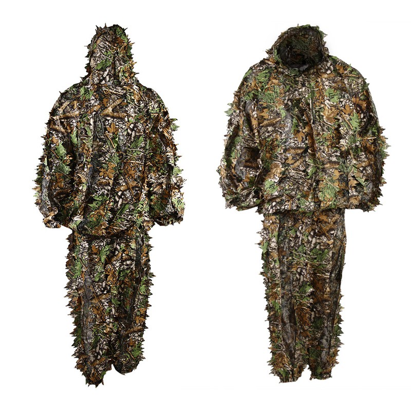 J&J-ĔSHOP Maple Leaf Hooded 3D Bionic Training Uniform Military Sniper Cloak Camouflage Clothing