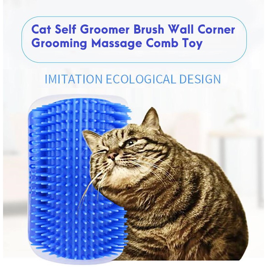 Cat Pet Self Groomer Brush Wall Corner Grooming Hair Fur Comb Massage Tool Toy-Random Colour