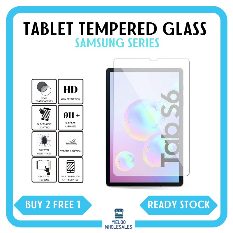 shopee: (BELI 2 PERCUMA 1) SAMSUNG Tablet Tempered Glass Screen Protector Tab A/S6/S6 Lite/S4 (0:2:Model:Tab S6 10.5'';:::)