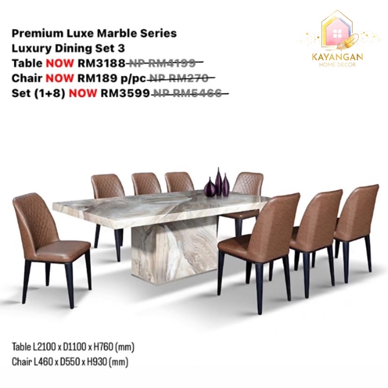 [FREE SHIPPING] Premium Luxe Marble Luxury Dining Set III Marble Table ...