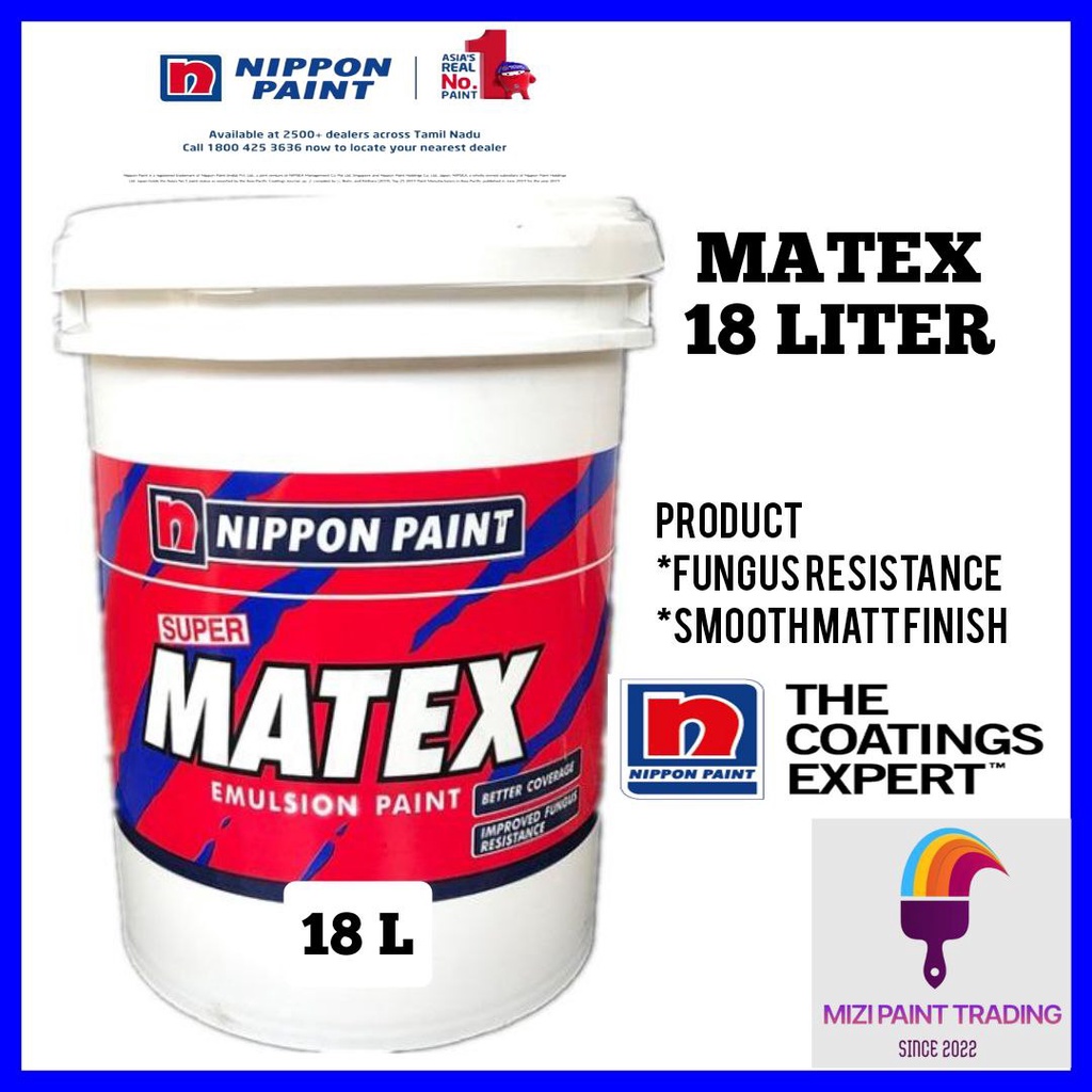 18L Nippon Paint Super Matex Emulsion Interior Wall & Ceiling Paint ...