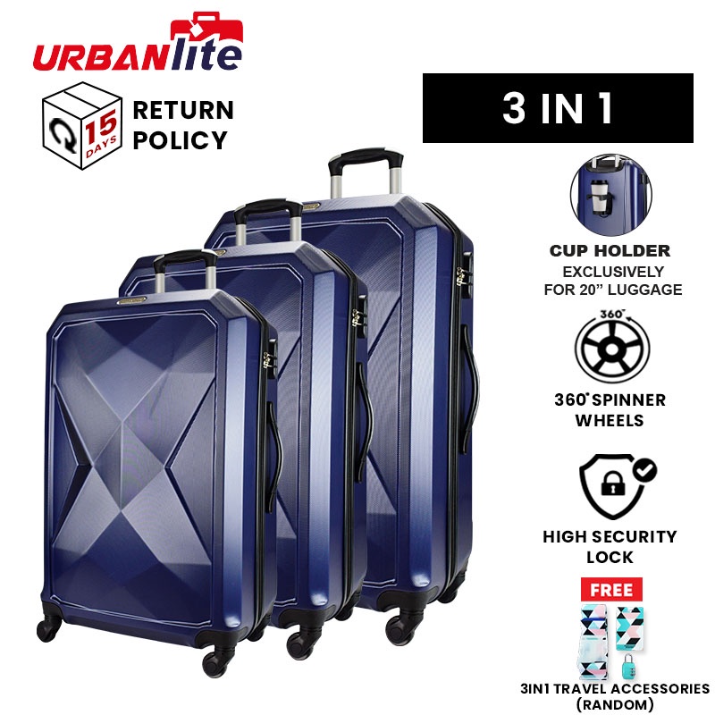 Urbanlite Rubik 3 IN 1 (20”+24”+28”) Hard Case Cup Holder Luggage - ULH9919