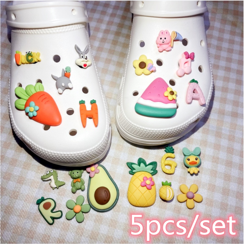 5pcs/set Glamour Jibbitz Tropical Fruit Set Avocado Watermelon Button Shoes Shoe Buckle Jewelry Accessories