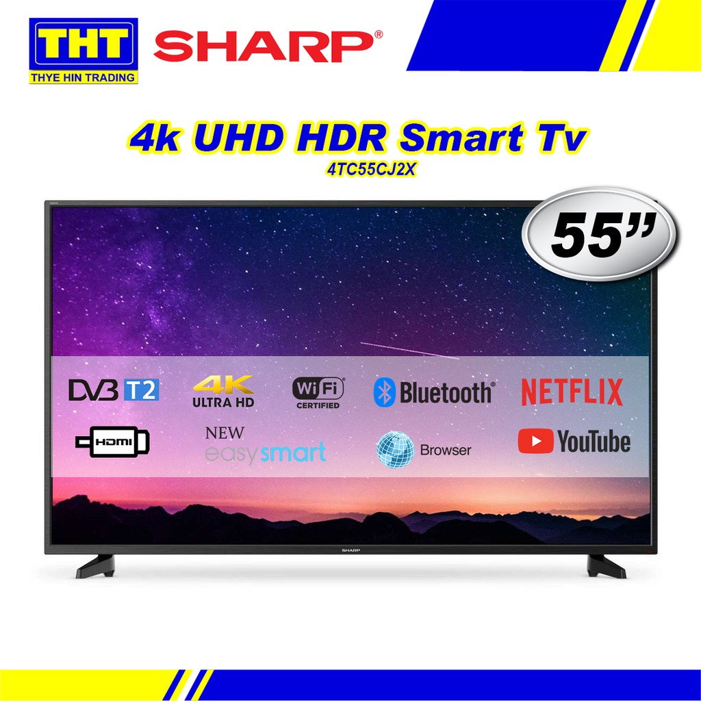 Sharp 55 Inch 4k Ultra Hd Smart Led Tv Netflix Youtube 4t C55cj2x Shopee Malaysia