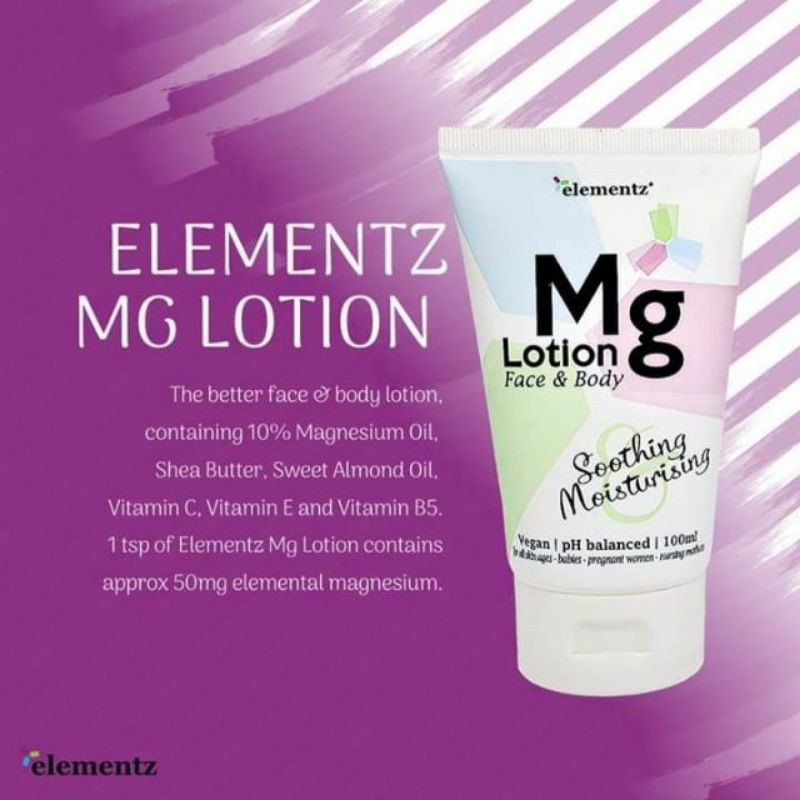 Elementz MAGNESIUM LOTION (Mg Lotion) Face and Body Lotion and