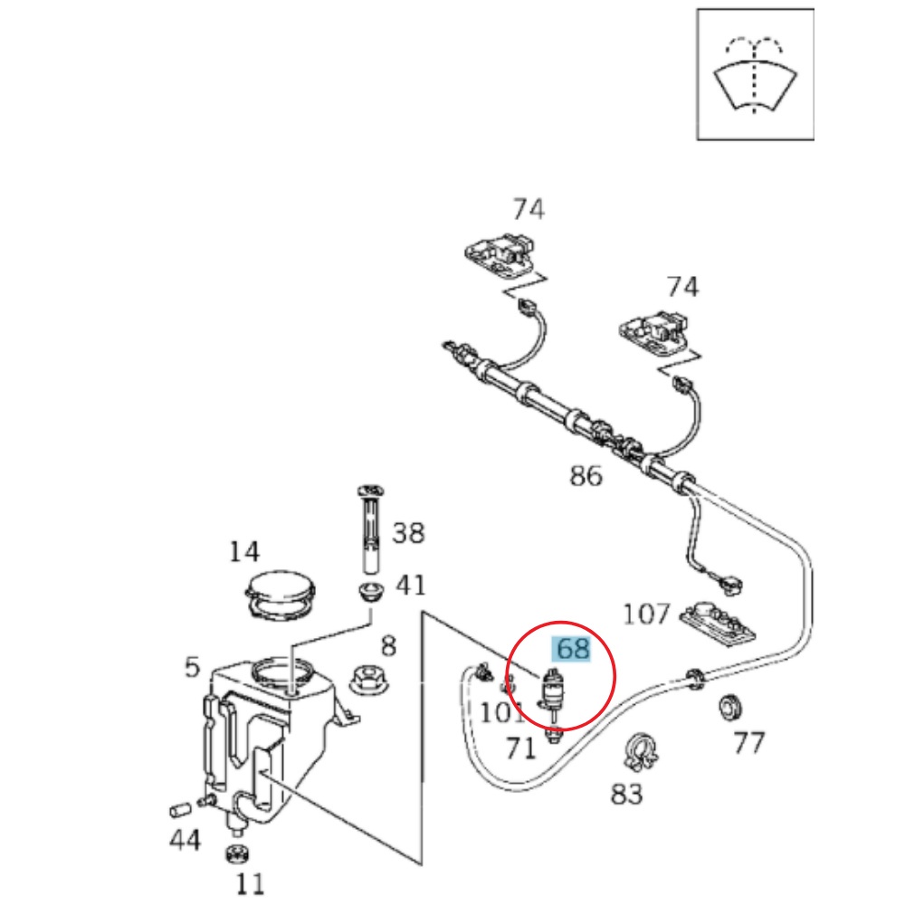 Mercedes Benz Meyle Wiper Washer Motor Pump 2-FL-PIN W140-UTC 1408690221 1408690021 0130690002