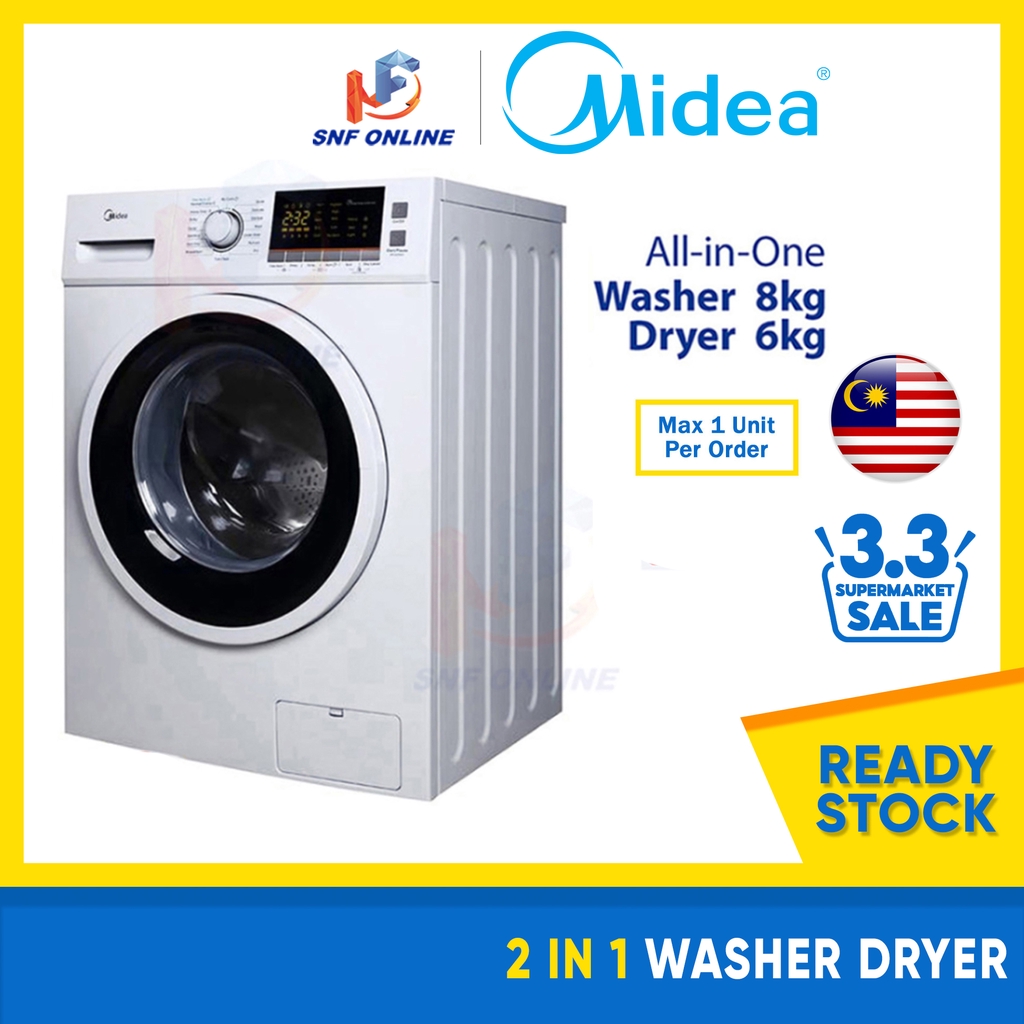 Midea 2 In 1 Front Load Washer Dryer Mesin Basuh Pengering MFC80DR1400