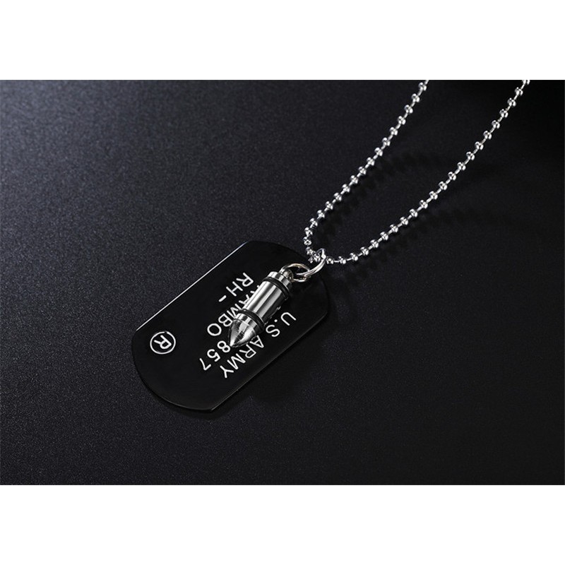 Jewelry Watches Fashion Necklaces Pendants 1x Mens Military Army Bullet Charm Rambo Dog Tags Chain Pendant Necklace Jewelry