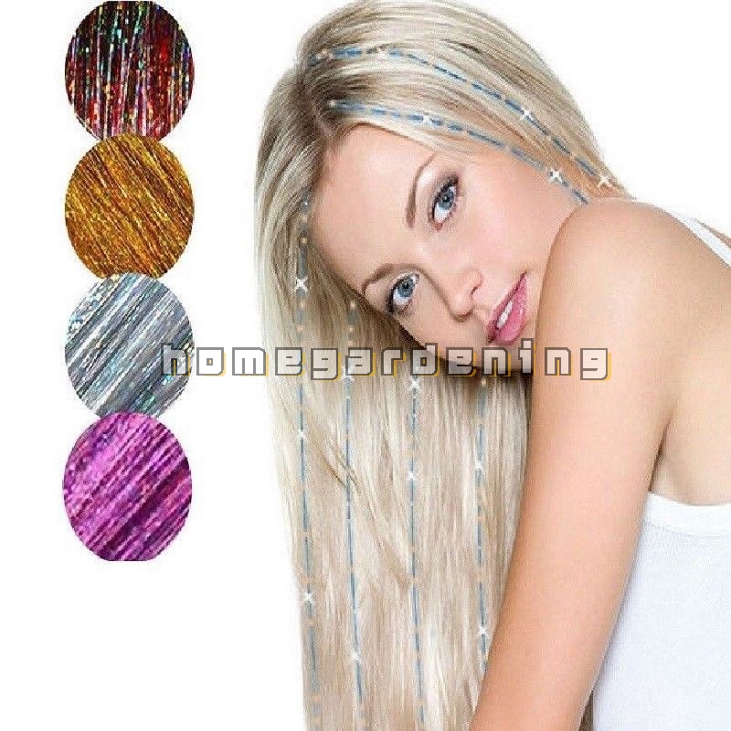 Holographic Sparkle Hair Tinsel Strands Glitter Extensions Highlight Party  Bling | Shopee Malaysia