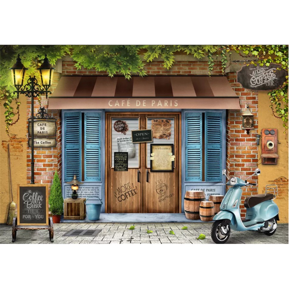 yNCZ Custom any size coffee shop background mural wallpaper 3d retro  vintage Paris cafe photo wallpaper 3D | Shopee Malaysia