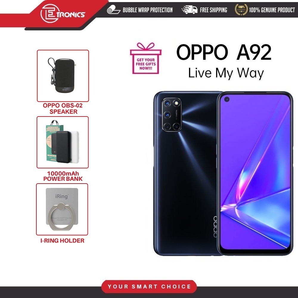 Oppo A92 8gb 128gb 5000 Mah Battery Capacity Original Oppo Malaysia Set Shopee Malaysia