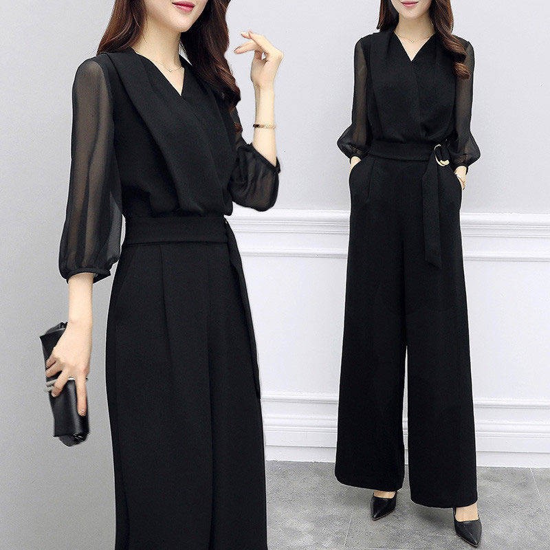 black three quarter jumpsuit