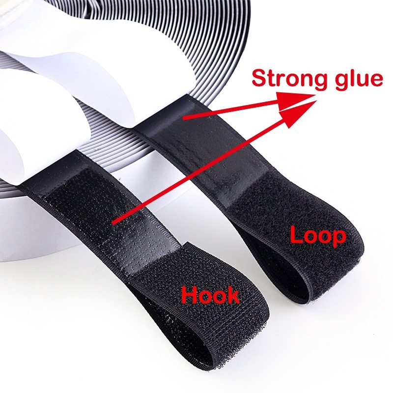 2 Roll/pack Self-adhesive Tape,Black White Hook And Loop Self Adhesive ...