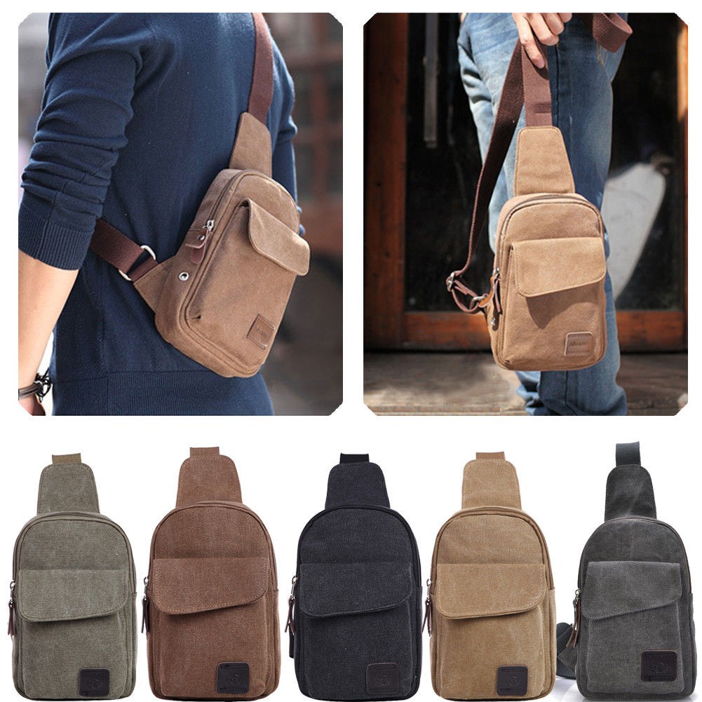 mens canvas shoulder sling bag