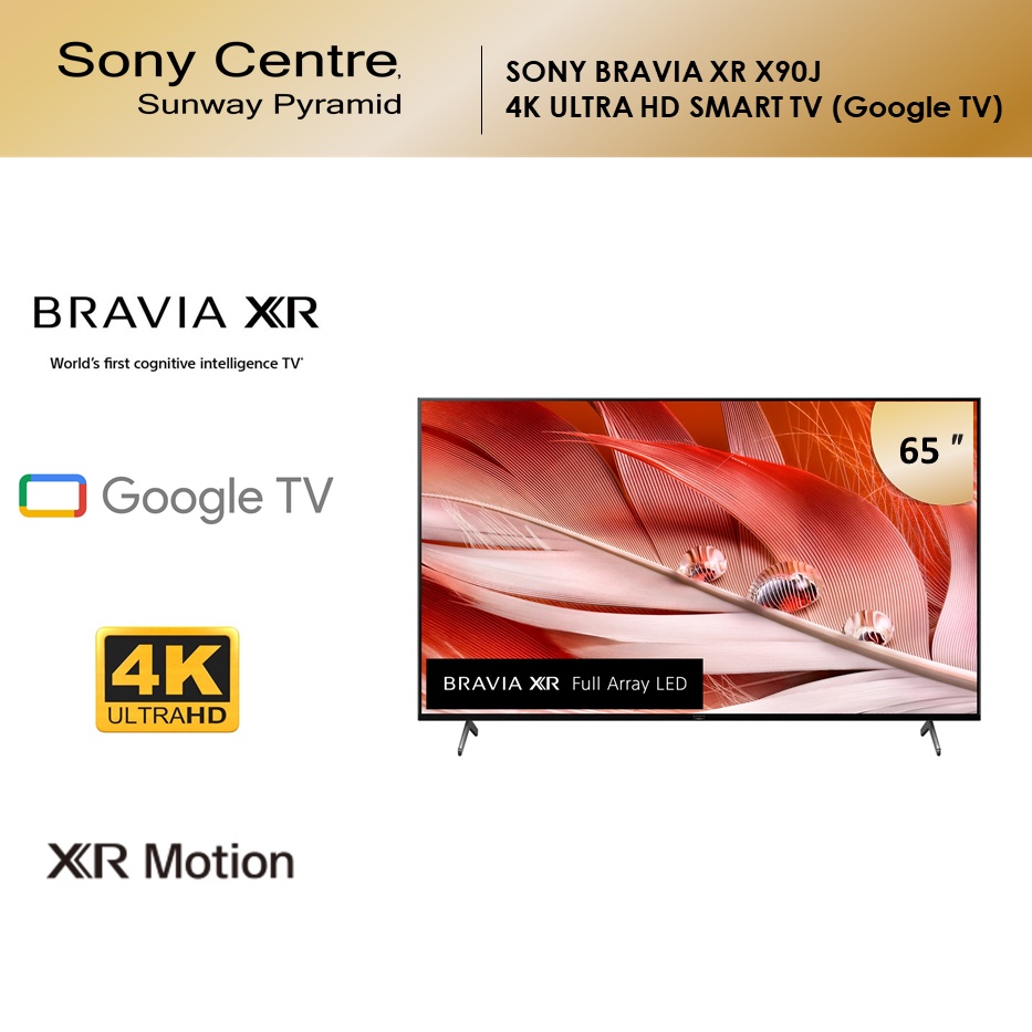 SONY 65" BRAVIA XR-65X90J XR X90J Full Array LED | 4K Ultra HD | High Dynamic Range (HDR) | Smart TV (Google TV) 65X90J