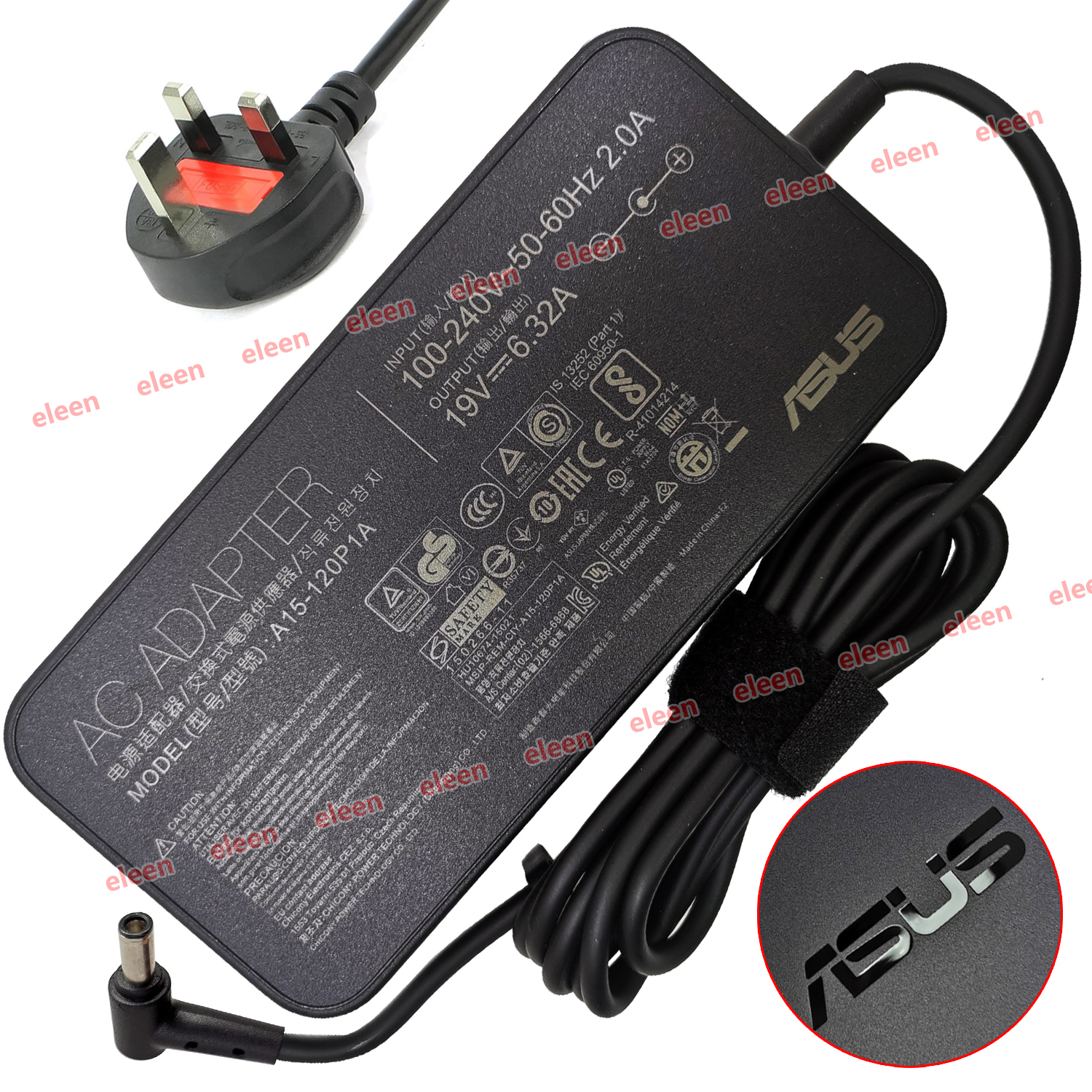 New 120W 19V 6.32A Laptop AC Adapter charger For ASUS TUF FX505GDWH71 ADP120RH B A15120P1A UK