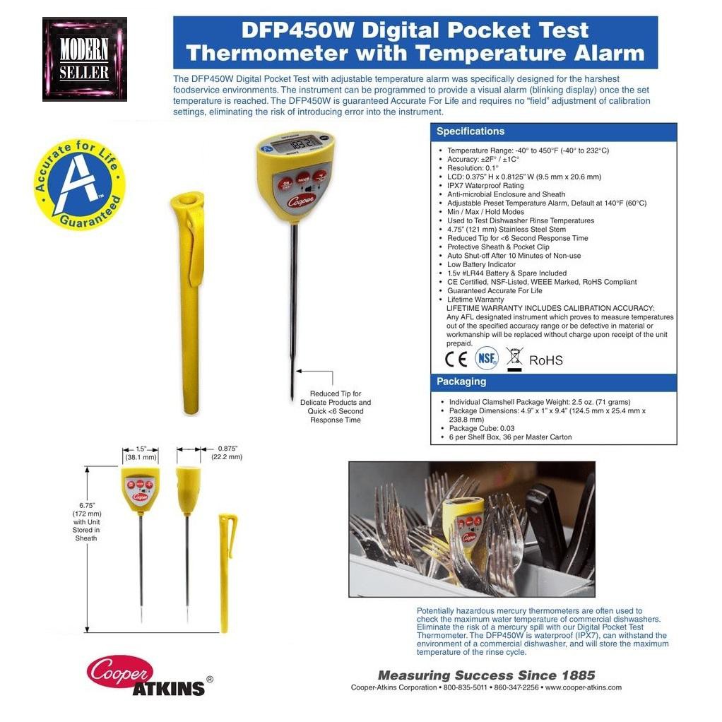 Cooper-Atkins DFP450W-0-8 Instant Read Thermometer with Temperature Alarm Digital Thermometer with Temperature Alarm 