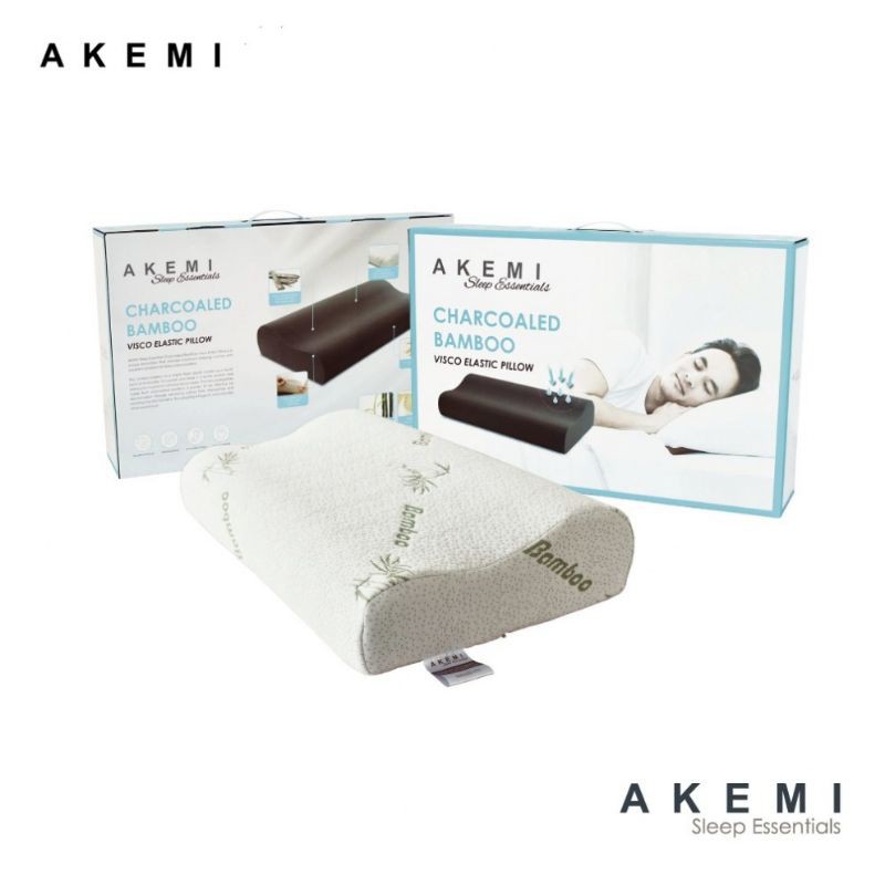 AKEMI Sleep Essentials Charcoal Bamboo Visco Elastic Pillow - Ready Stock