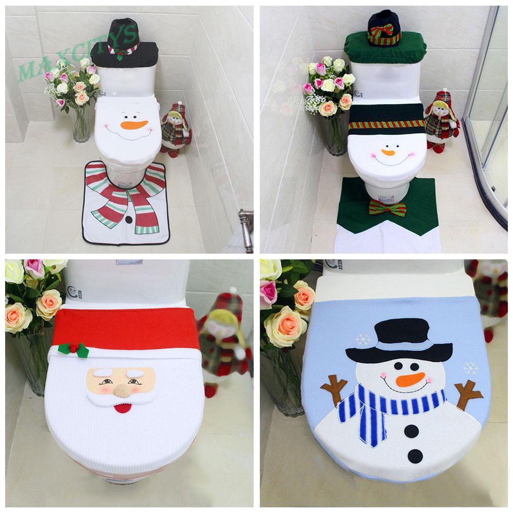 Christmas Fancy Santa Claus Snowman Toilet Seat Cover And Rug Set Xmas Home Bathroom Decor Christmas Snowman Lid Toilet Shopee Malaysia