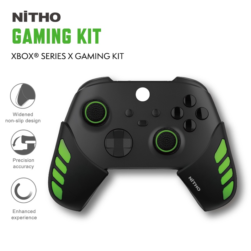 NiTHO XBOX ONE/SERIES X/S GAMING KIT, Customizing Skin Grip Handle Cover for Both XB1/XBX Controller with Thumb Grips Black Green