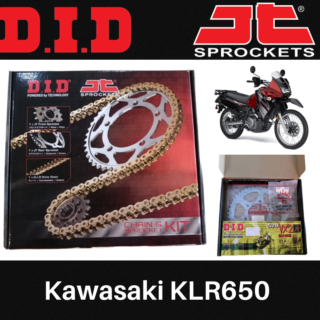 Sprocket Chain Kawasaki KLR650 Full Set DID+JomThai (Gold Colour Chain