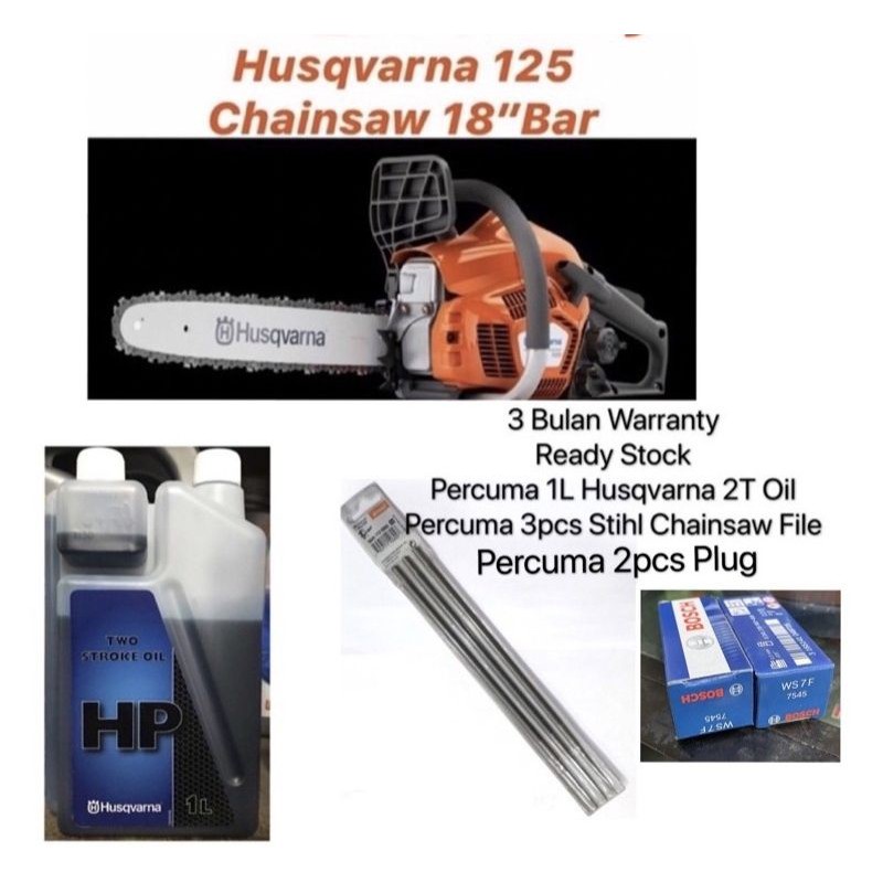 HUSQVARNA 125 18"BAR CHAINSAW WITH FREE GIFT