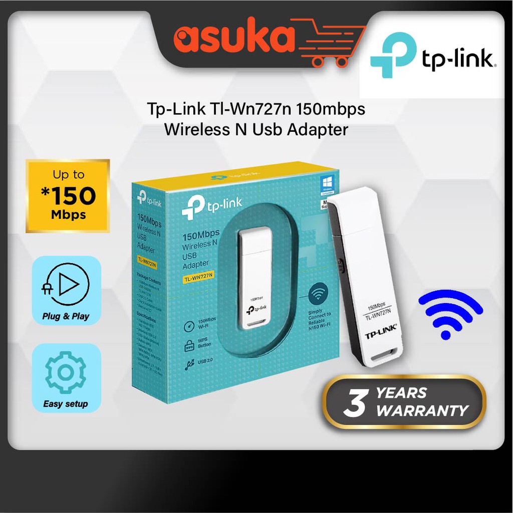 (READY STOCK) Tp-Link Tl-Wn727n 150mbps Wireless N Usb Adapter For PC/Laptop