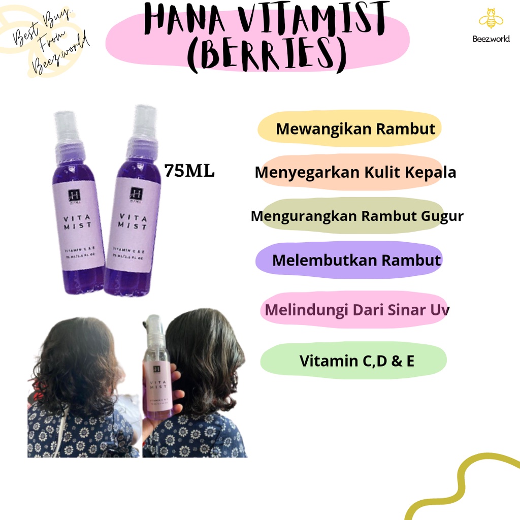 Hana Vitamist Hair Mist Spray Rambut 75ml Vitamin Pewangi Rambut Shopee Malaysia 9832