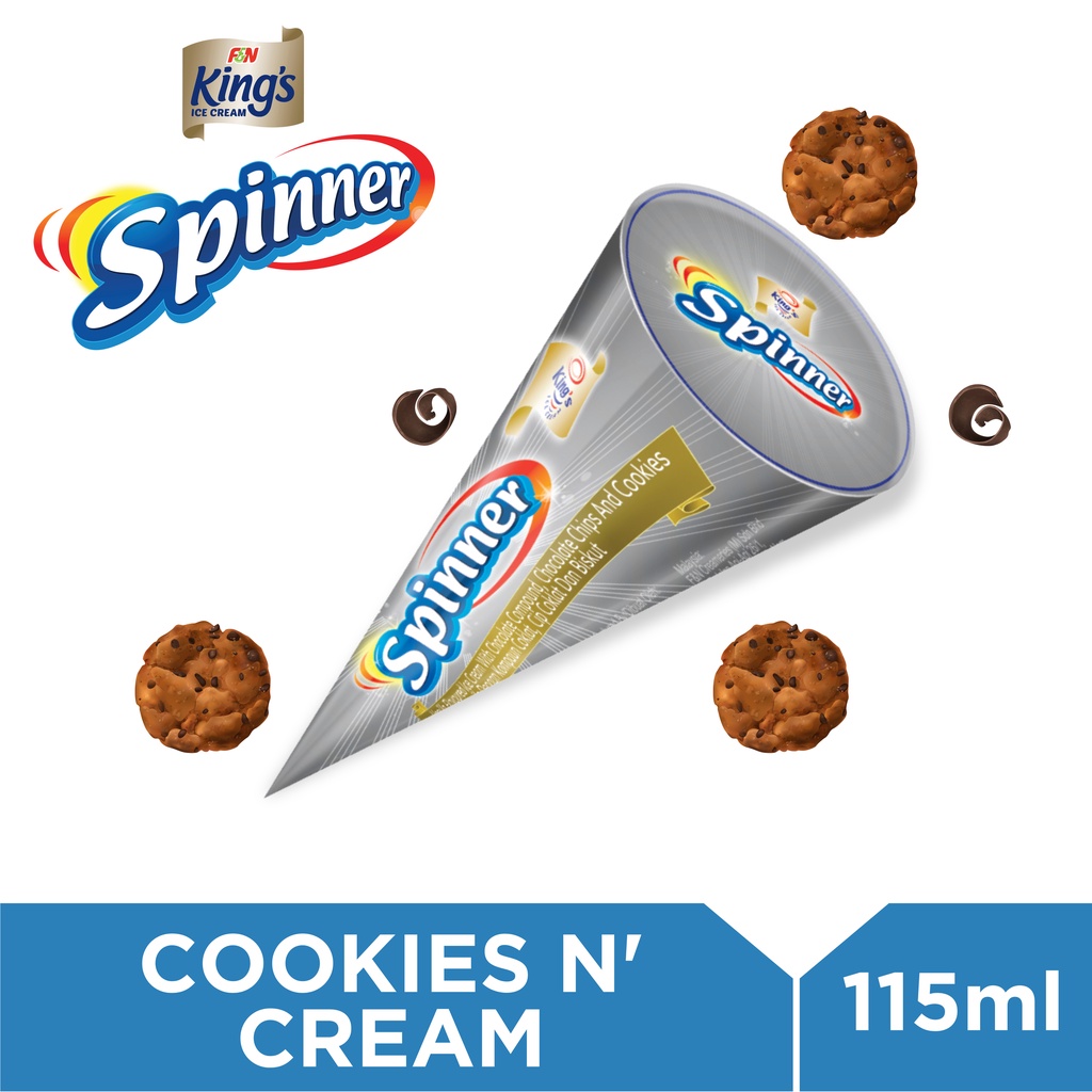King's Spinner Cookies N' Cream Ice Cream (20 Cones, 115ml Each