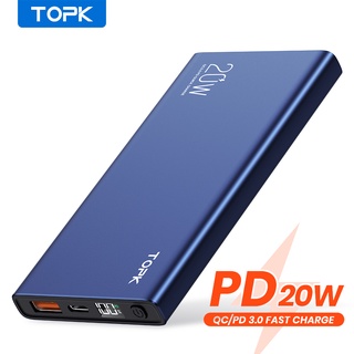 TOPK I1006P 10000mAh Powerbank PD 20W Dual USB LED Display USB Type C Power Bank Backup Battery