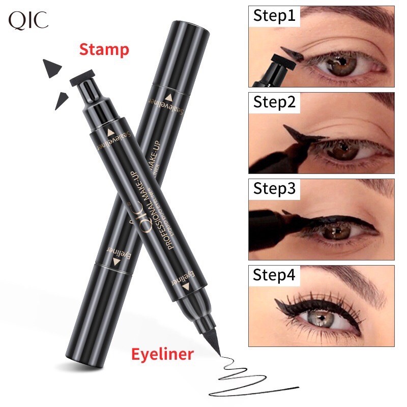 2 IN 1 OIC EYELINER & STAMP WATERPROOF alat solek penggaris mata ...