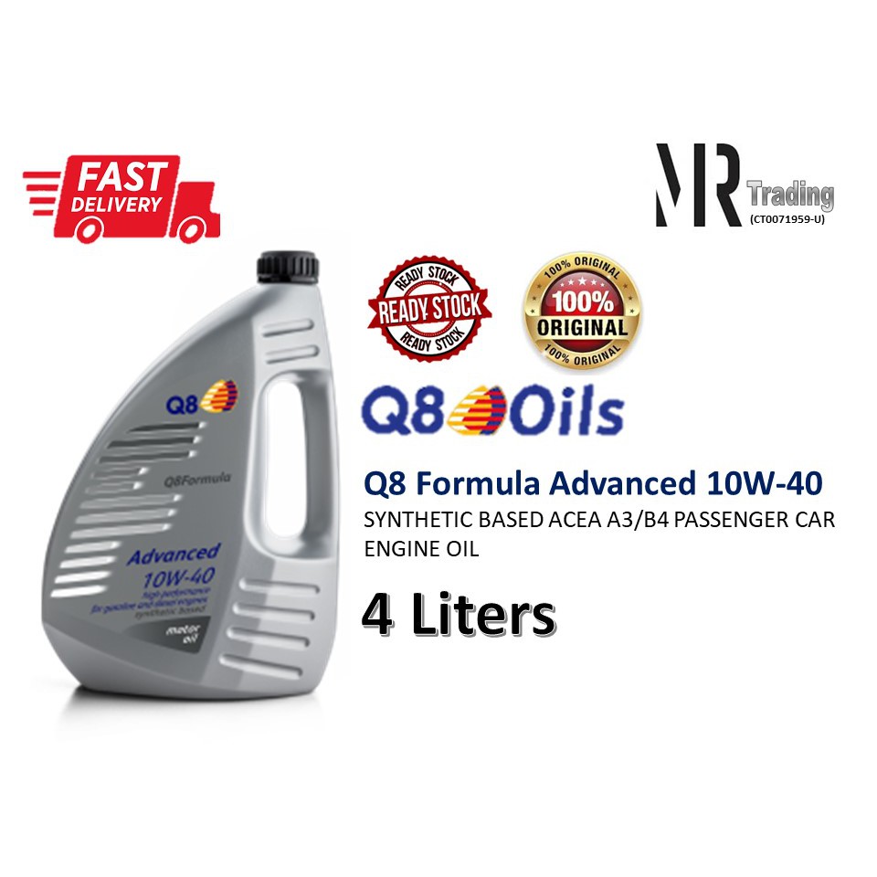 (100 original) Q8 ENGINE OIL 10W40 10W/40 semi synthetic ( MONEY BACK