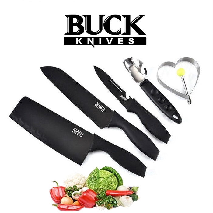 Buck I Black Steel Cooking Knife Set Of Four Free Hear Shape Egg