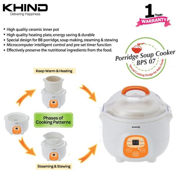 ME KHIND 0.7 Litre Baby Porridge + Soup Cooker Ceramic Pot | Periuk Bubur Nasi Bayi ME01